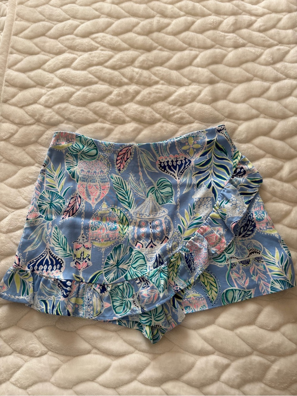 Lily Pulitzer Light Blue Tropical Print Wrap Skort size 8